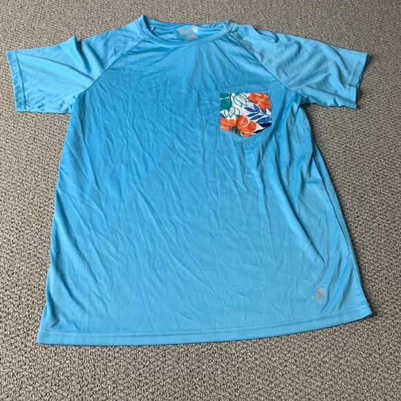 Trunks Surf & Swim Co. Mens Rash Guard Top Size Medium Blue Short Sleeve UPF 20+ - Picture 1 of 12